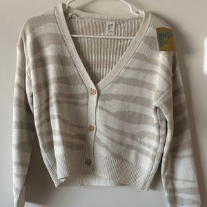 The Attico Cream and Tan Striped Cardigan